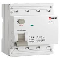 Выключатель дифференциальный (УЗО) 4Р 25А 100мА AC 6кА ВД-100N EKF PROxima