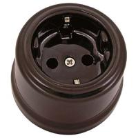 купить Болонь коричневый розетка открытая 1-мест заземление IP20 фарфор в Ухте Болонь коричневый розетка открытая 1-мест заземление IP20 фарфор