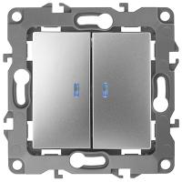 купить ЭРА12 алюминий выключатель 2кл с подсветкой скрытая 10А IP20  в Ухте ЭРА12 алюминий выключатель 2кл с подсветкой скрытая 10А IP20