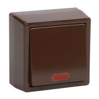 Брикс выключатель открытая коричневый 1кл 10А с подсветкой IP20 
