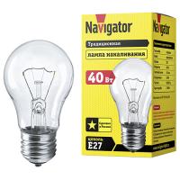 купить Лампа накаливания E27 40Вт 415лм стандарт прозрачная Navigator в Ухте Лампа накаливания E27 40Вт 415лм стандарт прозрачная Navigator