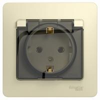 Глосса бежевый розетка скрытая 1-мест с крышкой шторки IP20 
