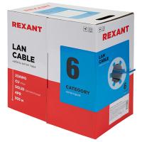 купить Кабель витая пара U/UTP, CAT 6, PVC, 23AWG, INDOOR, SOLID, синий, 305 м, REXANT в Ухте Кабель витая пара U/UTP, CAT 6, PVC, 23AWG, INDOOR, SOLID, синий, 305 м, REXANT