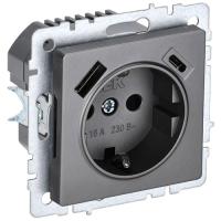 купить Брайт сталь розетка скрытая 1-мест заземление шторки USB IP20 A+C 18Вт в Ухте Брайт сталь розетка скрытая 1-мест заземление шторки USB IP20 A+C 18Вт
