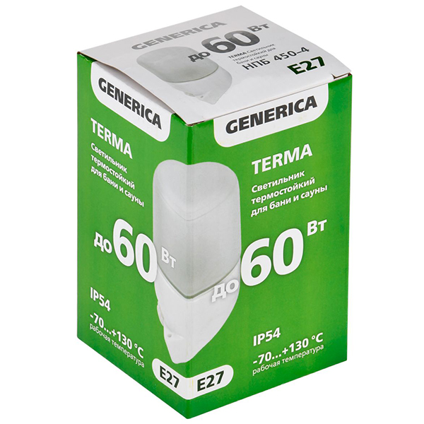 TERMA Светильник НПБ 450-4 IP54 60Вт белый наклон GENERICA
