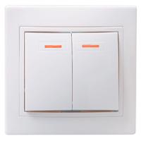 купить Кварта белый выключатель 2кл с подсветкой скрытая 10А IP20  в Ухте Кварта белый выключатель 2кл с подсветкой скрытая 10А IP20