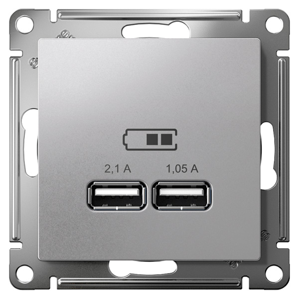 AtlasDesign алюминий розетка USB скрытая 2-ая  
