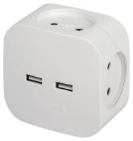 купить Разветвитель электрический ЭРА SP-4-USB-W на 4 розетки + 2xUSB 2400mA, без заземл 10А (белый) в Ухте Разветвитель электрический ЭРА SP-4-USB-W на 4 розетки + 2xUSB 2400mA, без заземл 10А (белый)