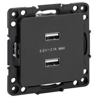 купить Стокгольм черный розетка USB скрытая 2-ая  в Ухте Стокгольм черный розетка USB скрытая 2-ая