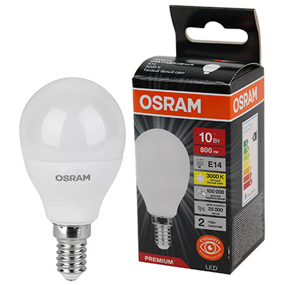 купить Лампа шар свд Е14 10Вт 3000К 800лм P45 матовый Osram LED Value black в Ухте Лампа шар свд Е14 10Вт 3000К 800лм P45 матовый Osram LED Value black
