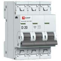 Автомат 3Р 20А D 6кА ВА47-63N EKF PROxima 