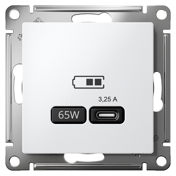 AtlasDesign белый розетка USB скрытая 1-ая тип-C 65Вт