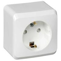 купить Этюд белый розетка открытая 1-мест заземление шторки IP20  в Ухте Этюд белый розетка открытая 1-мест заземление шторки IP20