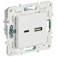 купить Сканди арктический белый  механизм USB A+C скрытая 2-ая 3,1А  в Ухте Сканди арктический белый  механизм USB A+C скрытая 2-ая 3,1А