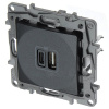 купить Этика антрацит розетка USB A+C скрытая 2-ая 3000мА в Ухте Этика антрацит розетка USB A+C скрытая 2-ая 3000мА