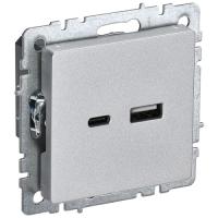 BRITE Роз. USB A+C 18Вт РЮ11-1-БрА алюм. IEK