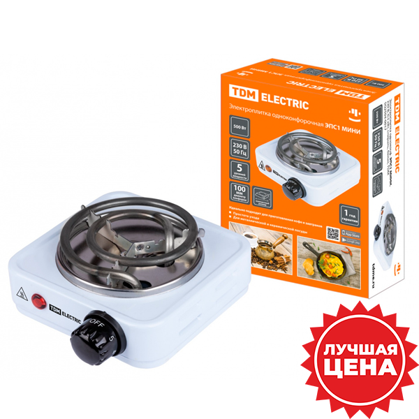 купить Электроплитка 1конф 500Вт TDM ТЭН белый в Ухте Электроплитка 1конф 500Вт TDM ТЭН белый