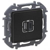 купить Инспириа антрацит розетка USB скрытая 2-ая тип A-C 240В/5В 3000мА в Ухте Инспириа антрацит розетка USB скрытая 2-ая тип A-C 240В/5В 3000мА