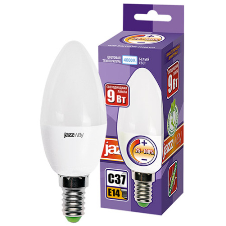 купить Лампа свеча свд Е14 9Вт 4000К 630лм С37 матовая диммер Jazzway  в Ухте Лампа свеча свд Е14 9Вт 4000К 630лм С37 матовая диммер Jazzway