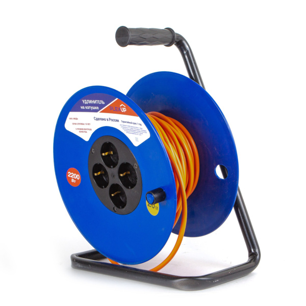 купить Удлинитель 4-мест 20м ПВС 3*1 оранжевый катушка IP20 PlexUp  в Ухте Удлинитель 4-мест 20м ПВС 3*1 оранжевый катушка IP20 PlexUp