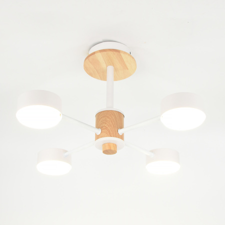 купить Светильник потолочный (люстра) 4*15Вт GX53 белый/дерево в Ухте Светильник потолочный (люстра) 4*15Вт GX53 белый/дерево