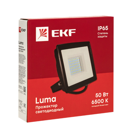 купить Прожектор свд 50Вт 6500К 4000лм черный IP65 110° Luma EKF  в Ухте Прожектор свд 50Вт 6500К 4000лм черный IP65 110° Luma EKF