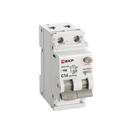Дифавтомат 2Р 16А C тип AC 30мА 6кА 2мод АВДТ-63N EKF PROxima