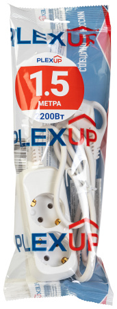 купить Удлинитель 2-мест 1,5м ПВС 3*0,75 белый PlexUp   в Ухте Удлинитель 2-мест 1,5м ПВС 3*0,75 белый PlexUp