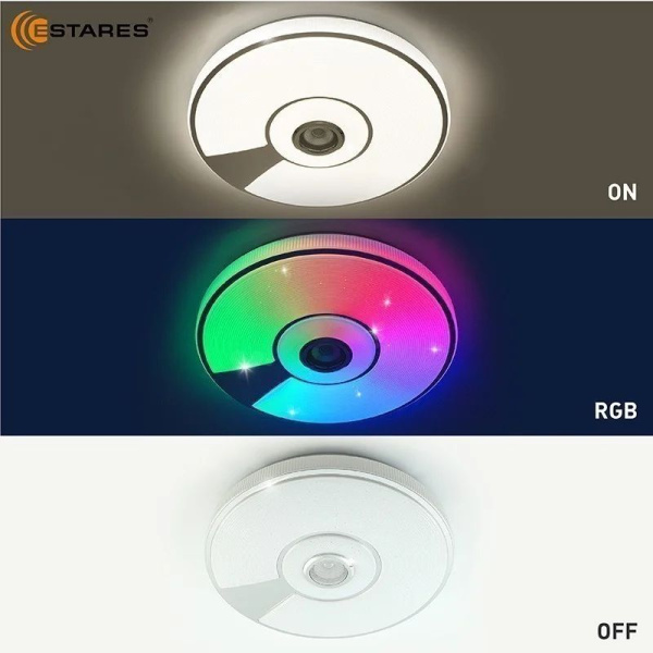 купить Светильник настенно-потолочный свд 80Вт RGB круг белый/хром  пульт ДУ Estares музыкальная, API в Ухте Светильник настенно-потолочный свд 80Вт RGB круг белый/хром  пульт ДУ Estares музыкальная, API