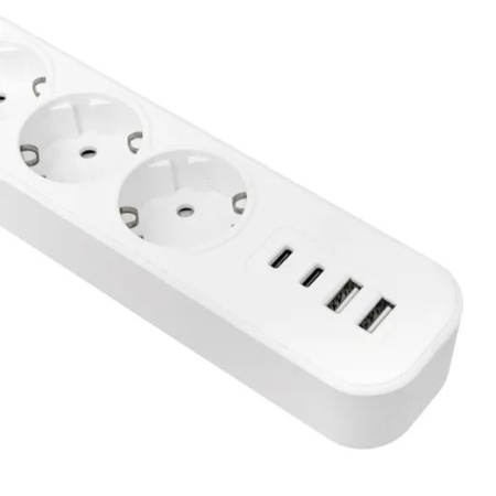 купить Удлинитель 5-мест 5м ПВС 3*1,5 белый выкл EKF  2USB 2,4А+2USBtype-С в Ухте Удлинитель 5-мест 5м ПВС 3*1,5 белый выкл EKF  2USB 2,4А+2USBtype-С