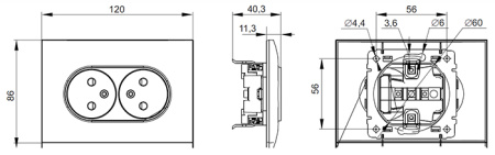 купить Сканди черный розетка скрытая 2-мест IP20 в Ухте Сканди черный розетка скрытая 2-мест IP20