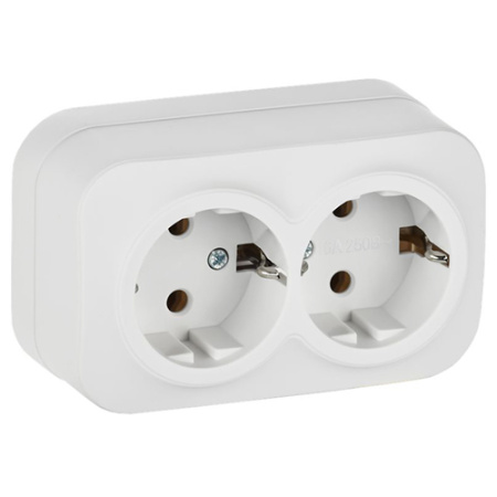 купить Глори белый розетка открытая 2-мест заземление IP20  в Ухте Глори белый розетка открытая 2-мест заземление IP20