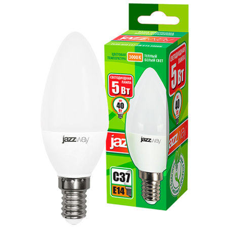 купить Лампа свеча свд Е14 5Вт 3000К 400лм С37 матовая Jazzway  в Ухте Лампа свеча свд Е14 5Вт 3000К 400лм С37 матовая Jazzway