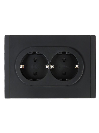 Фортепиано черный розетка скрытая 2-мест заземление шторки быстрозажим. клем. IP20 б/к