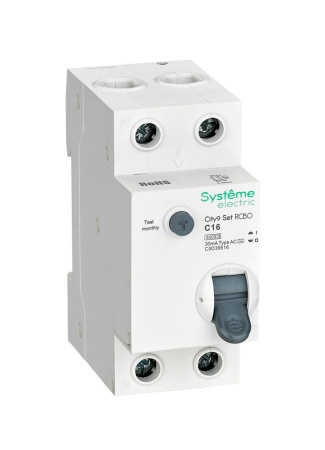 Дифавтомат 2Р 16А C тип AC 30мА 6кА 2мод City9 Systeme Electric