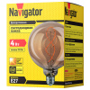 Лампа светодиодная Е27 4Вт 2700К 300лм шар G125 золотистая филамент  Navigator винтаж