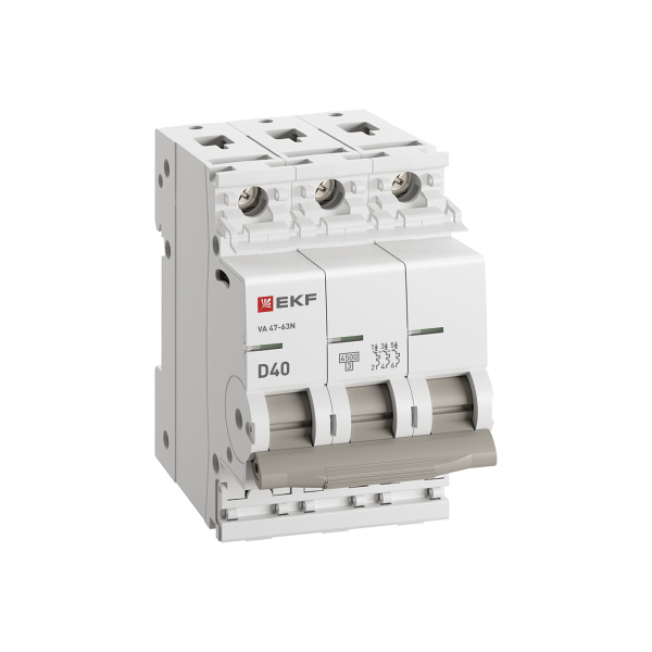 Автомат 3Р 40А D 4,5кА ВА47-63N EKF PROxima 