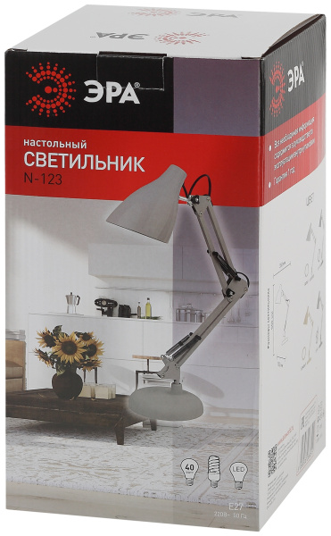 купить Светильник настольный 40Вт E27 серый подставка ЭРА в Ухте Светильник настольный 40Вт E27 серый подставка ЭРА