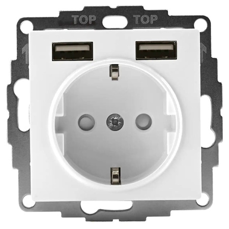 AtlasDesign белый розетка скрытая 1-мест заземление шторки USB IP20 