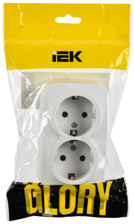 купить Глори белый розетка открытая 2-мест заземление IP20  в Ухте Глори белый розетка открытая 2-мест заземление IP20