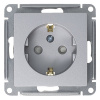 AtlasDesign алюминий розетка скрытая 1-мест заземление шторки IP20 