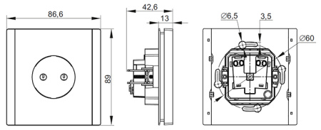 Фортепиано сталь розетка скрытая 1-мест IP20 