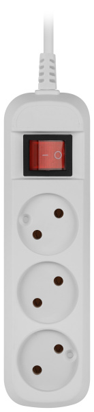 купить Удлинитель 3-мест 5м ПВС 2*0,75 белый выкл PlexUp   в Ухте Удлинитель 3-мест 5м ПВС 2*0,75 белый выкл PlexUp