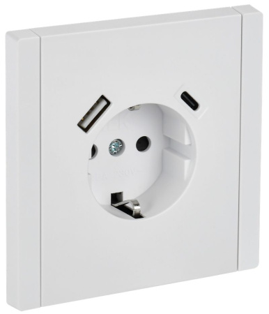 Фортепиано белый розетка скрытая 1-мест заземление шторки USB IP20 