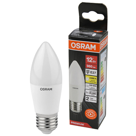 купить Лампа свеча свд Е27 12Вт 3000К 960лм B39 матовая Osram LED Value black в Ухте Лампа свеча свд Е27 12Вт 3000К 960лм B39 матовая Osram LED Value black
