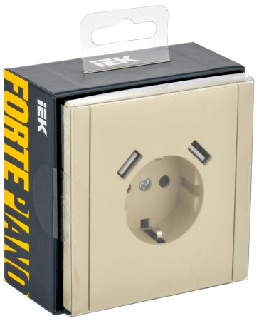 купить Фортепиано ваниль розетка скрытая 1-мест заземление шторки USB IP20  в Ухте Фортепиано ваниль розетка скрытая 1-мест заземление шторки USB IP20