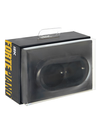 Фортепиано черный розетка скрытая 2-мест заземление шторки быстрозажим. клем. IP20 б/к