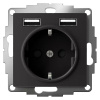 AtlasDesign карбон розетка со встроенным USB скрытая 1-мест заземление шторки IP20 USB A+A, 5В/2,4А, 2х5В/1,2А