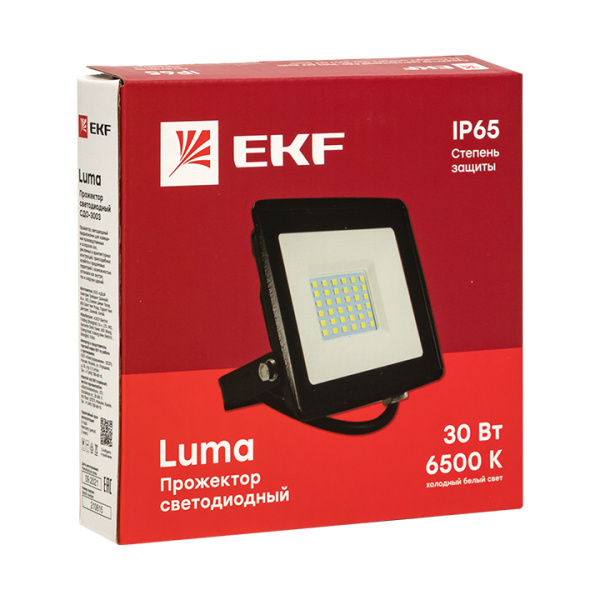 купить Прожектор свд 30Вт 6500К 5600лм черный IP65 110° Luma EKF в Ухте Прожектор свд 30Вт 6500К 5600лм черный IP65 110° Luma EKF