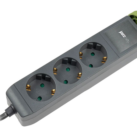 Удлинитель 3-мест 1,5м ПВС 3*1 серый выкл 3*USB Jazzway  струбцина